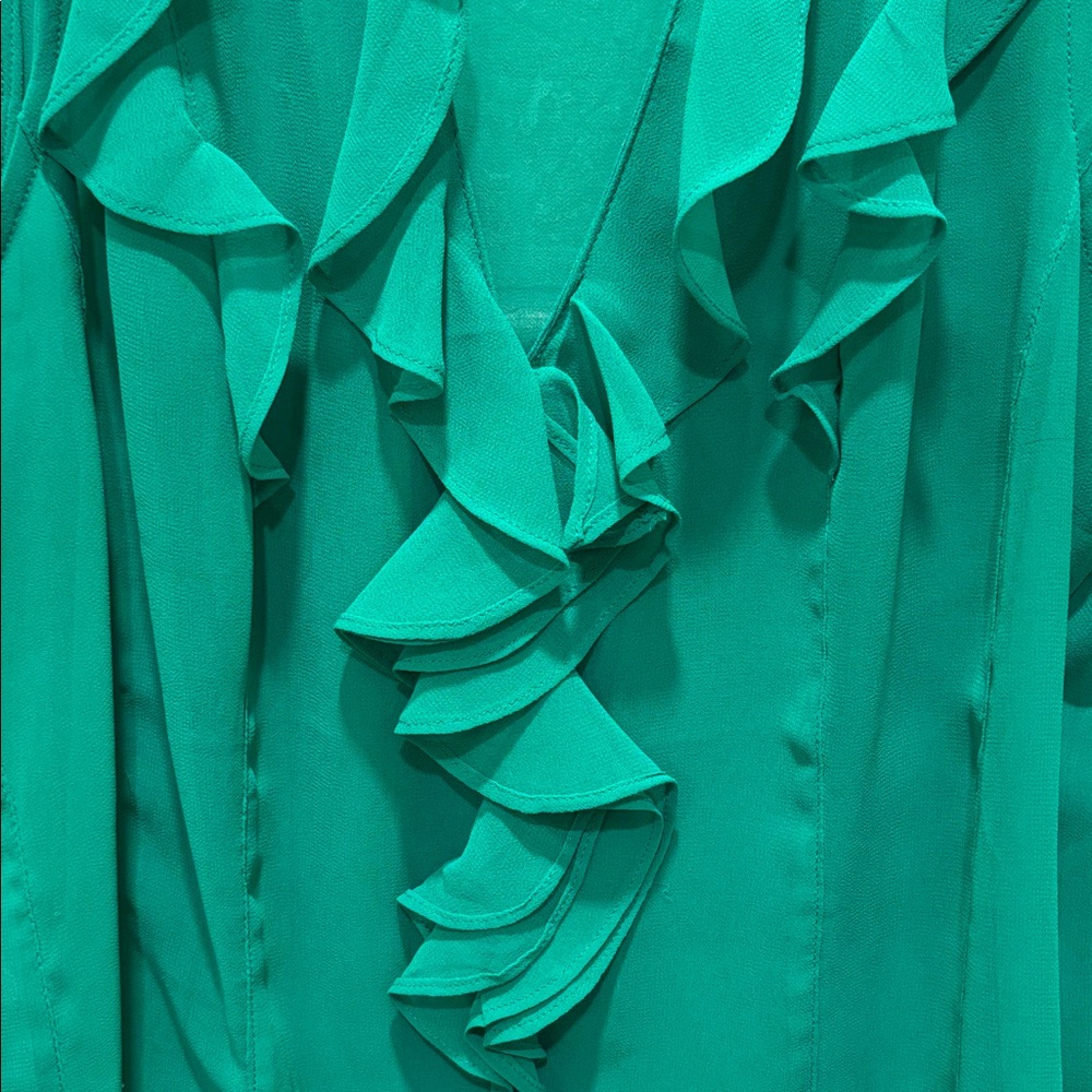 Express Emerald Ruffle Blouse - Picture 2 of 7